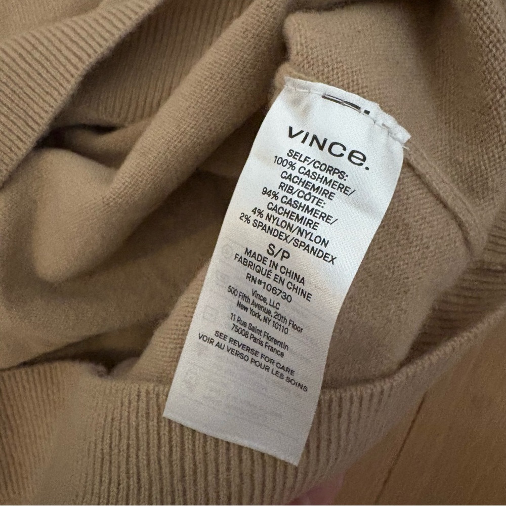 Vince Women's V-Neck Sweater in Tan - Picture 3 of 3